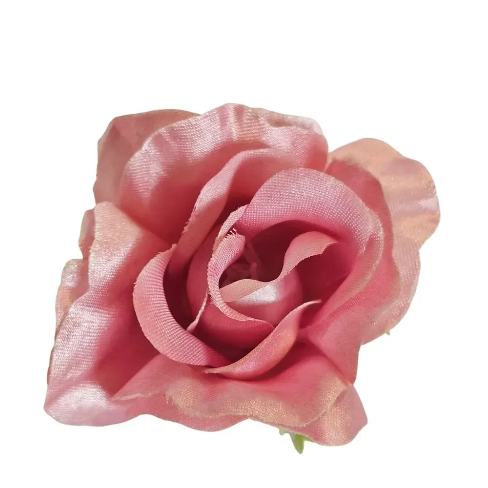 50 Pink Satin Rose Heads Stemless Wedding Floral Craft DIY 2.5in Flowers